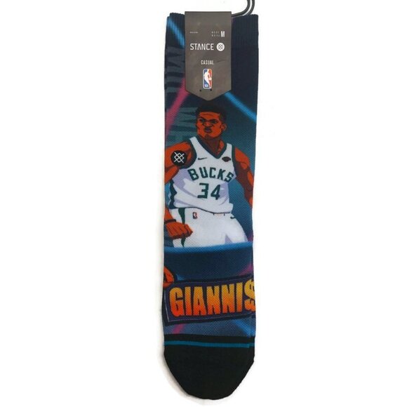 Stance Mens Medium Shoe Size 6-8.5 Fast Break Giannis Antetokounmpo Crew Socks - Picture 2 of 6